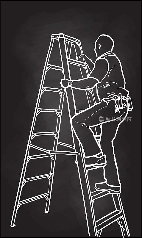 Climbing A Ladder Security Staff Chalkboard